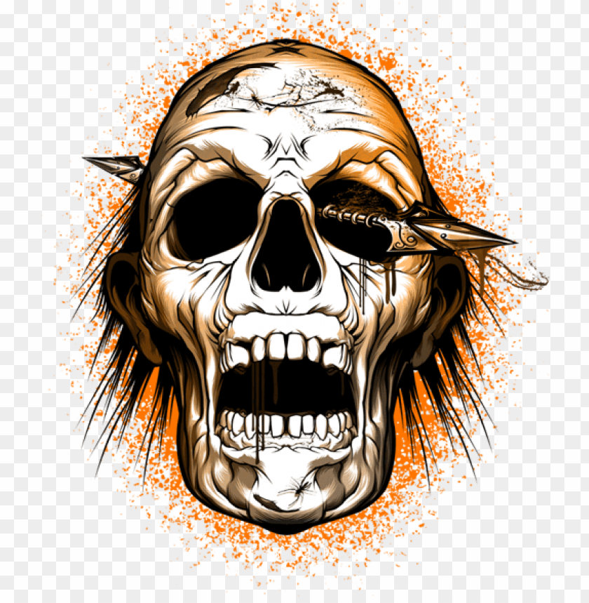 Scary Skull Png Clip Black And White Library - Walking Dead Skull PNG Image With Transparent Background