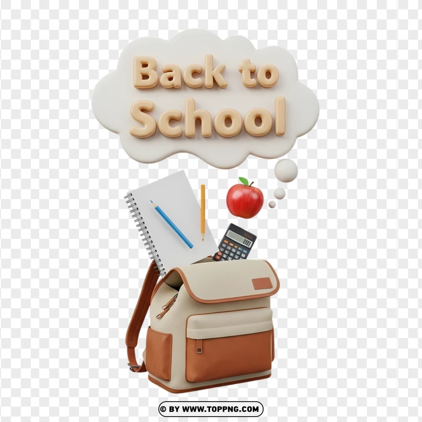 School Bag With Supplies Back To School PNG Transparent Background