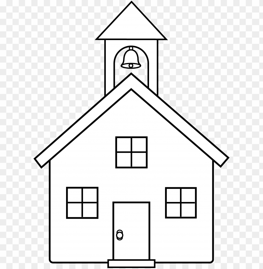 School House Line Art - Magic School House Colori PNG Image With Transparent Background