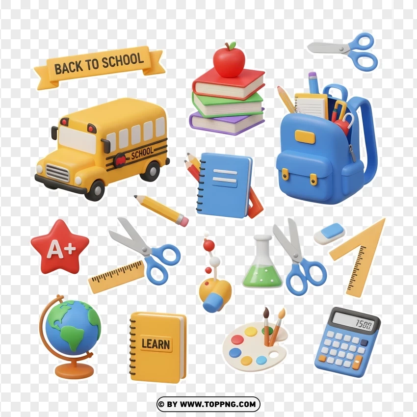 School Sticker Set PNG Transparent Background