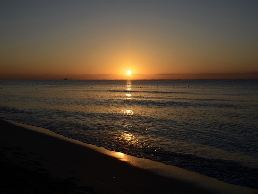 sea, beach, sunset, ebb, sun, reflection