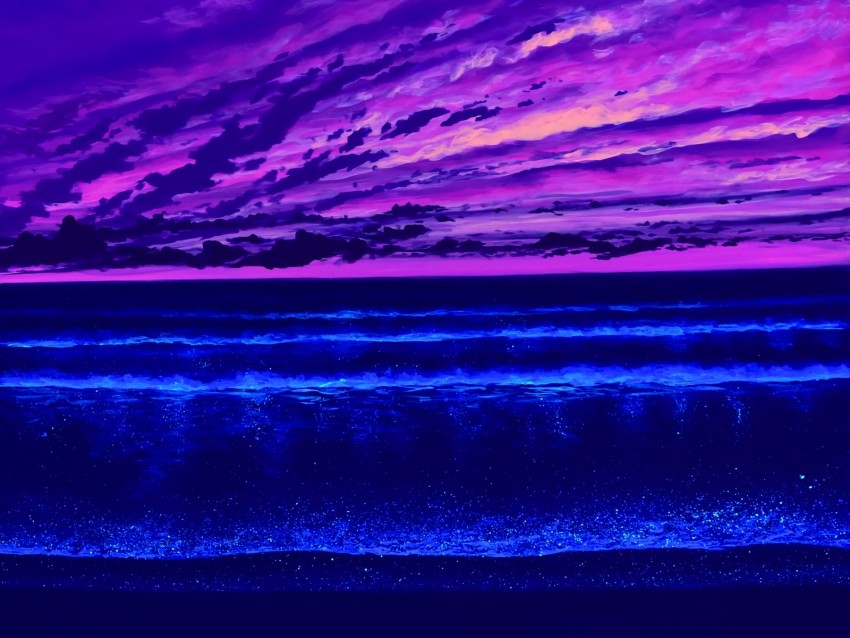 sea, horizon, art, sunset