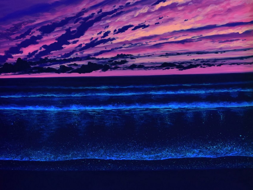 sea, horizon, art, sunset, night