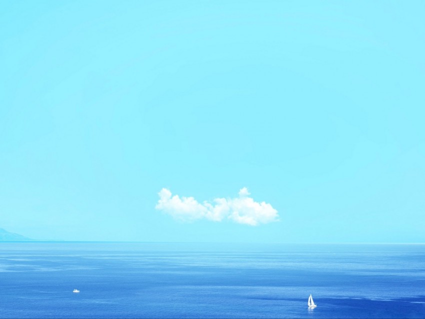sea, horizon, minimalism, sail, sky, water