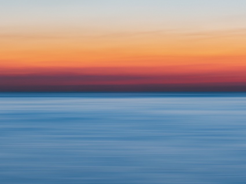 sea, horizon, sunset, blur, light