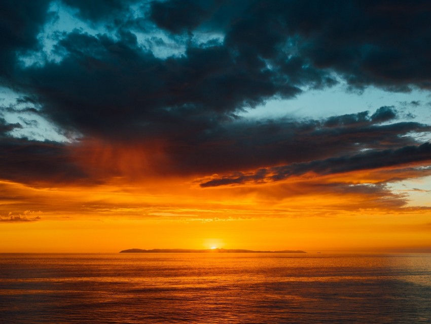 Sea Horizon Sunset Clouds Sun Sky Dark Background Toppng