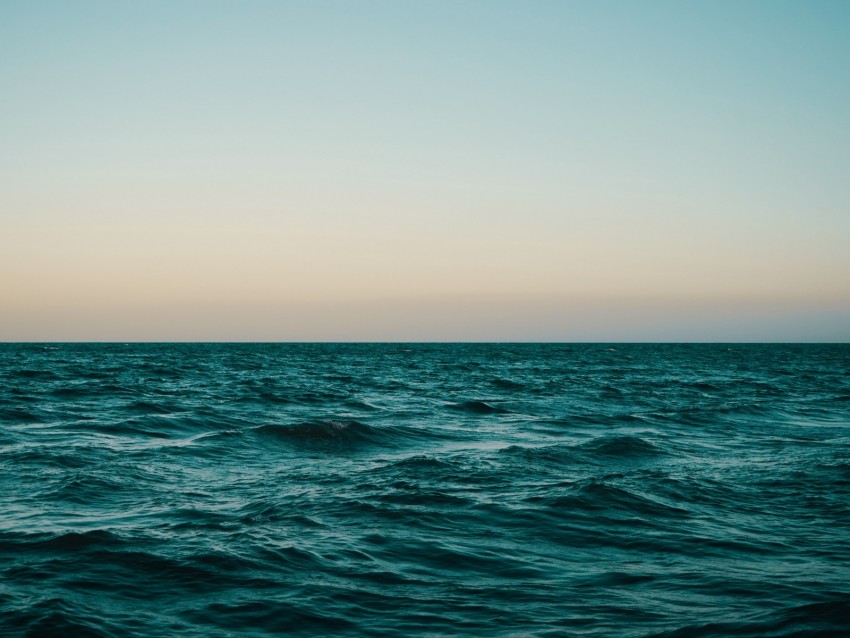 sea, horizon, waves, ripples, water, green