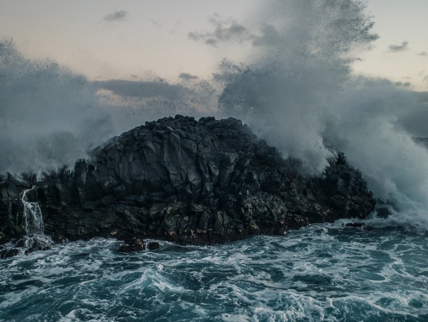 sea, rocks, spray, waves, storm, water