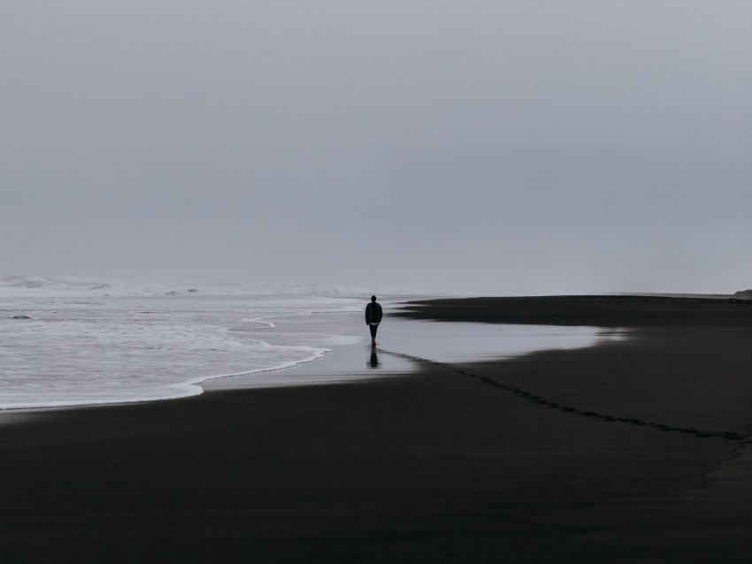 sea, silhouette, loneliness, lonely, surf
