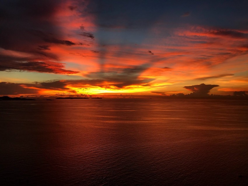sea, sunset, horizon, clouds, twilight, sky