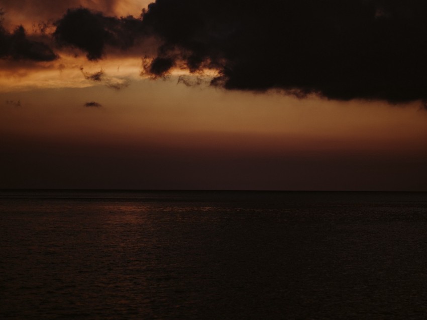 sea, twilight, dark, horizon, clouds