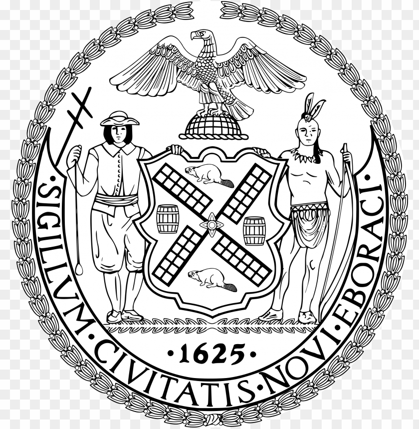 seal of new york city bw - new york city seal vector PNG image with transparent background@toppng.com
