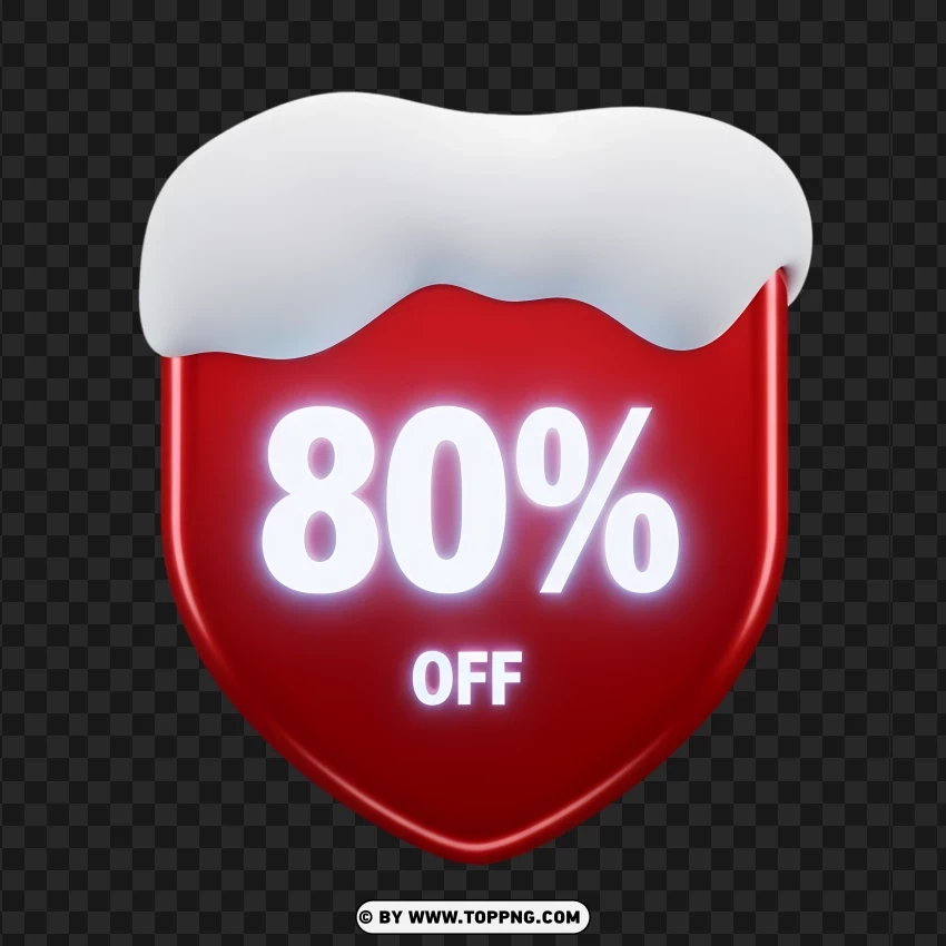 Seasonal Snowy Sale Sign Displaying 80 Percent PNG Transparent Background