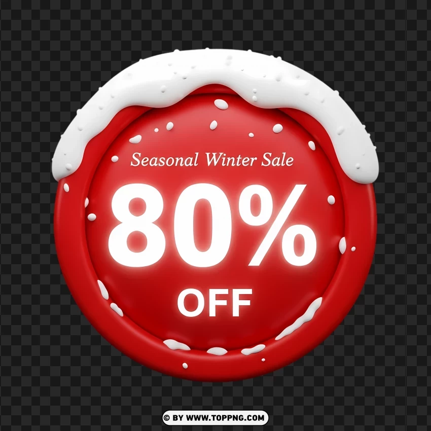 Seasonal Winter Sale 80% PNG Transparent Background