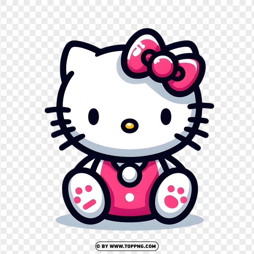 See-through Hello Kitty Clipart With Pink Bow And Paw Prints PNG Transparent Background