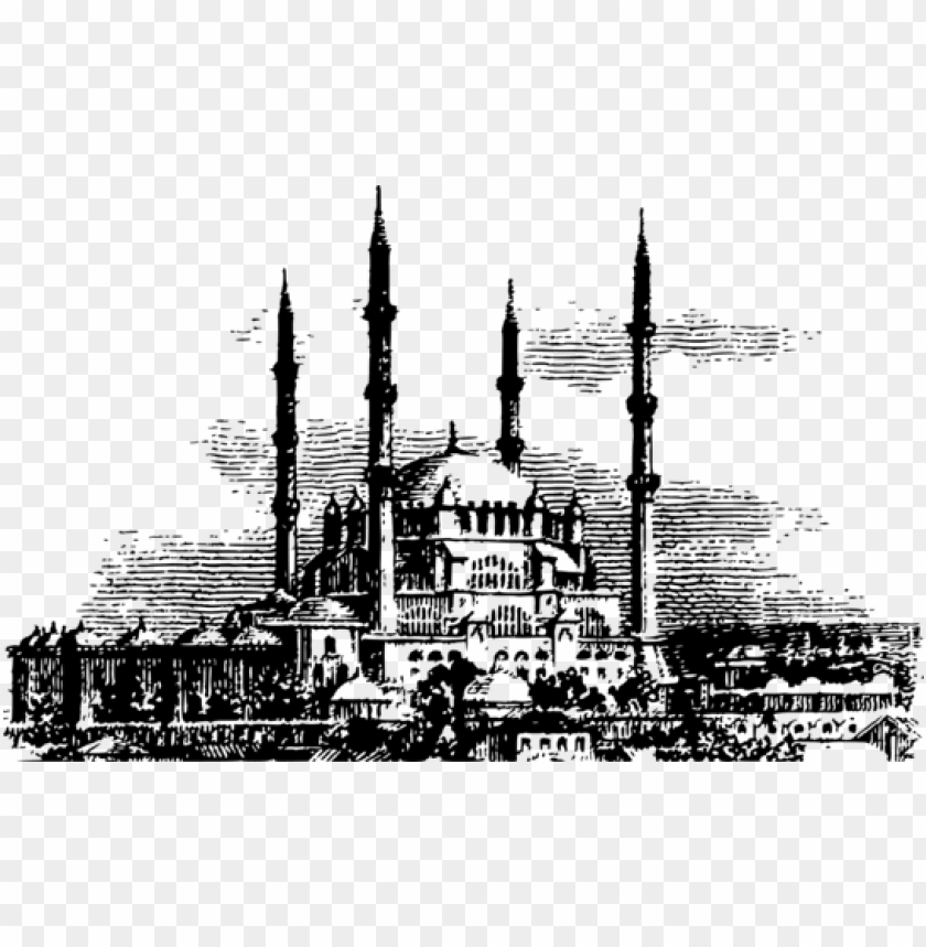 Selimiye Mosque Islam Kaaba Hajj - Mosque Black And White PNG Transparent Background