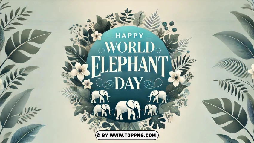 World Elephant Day Celebration With Floral Design And Elephant Illustrations PNG Transparent Background