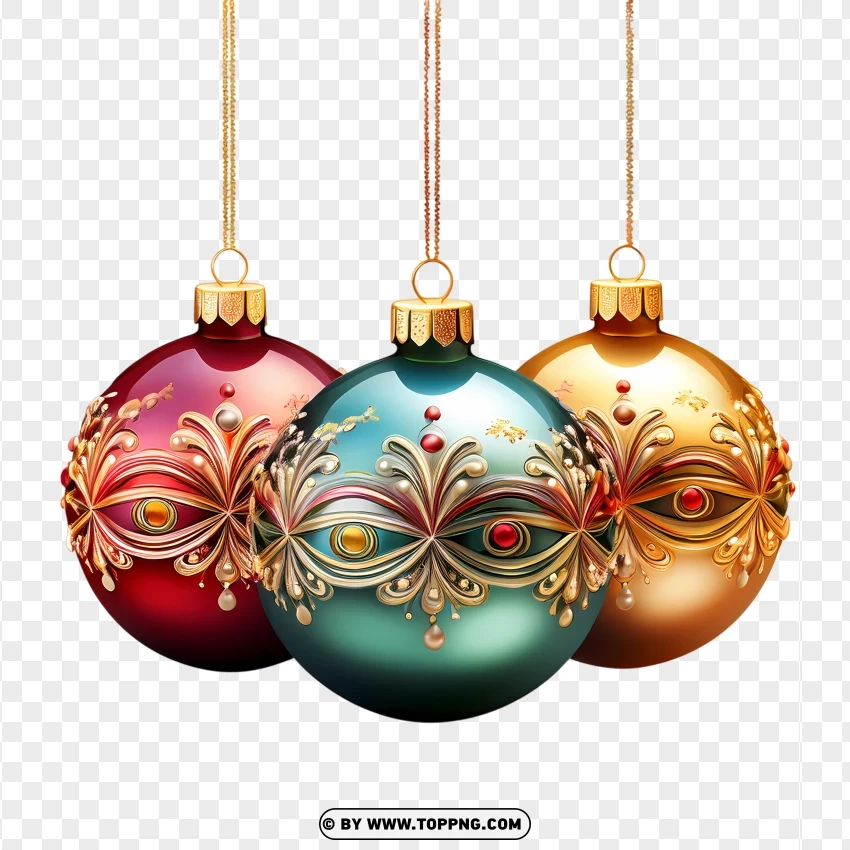 Set Of Vintage Christmas Baubles Free Download PNG Transparent Background