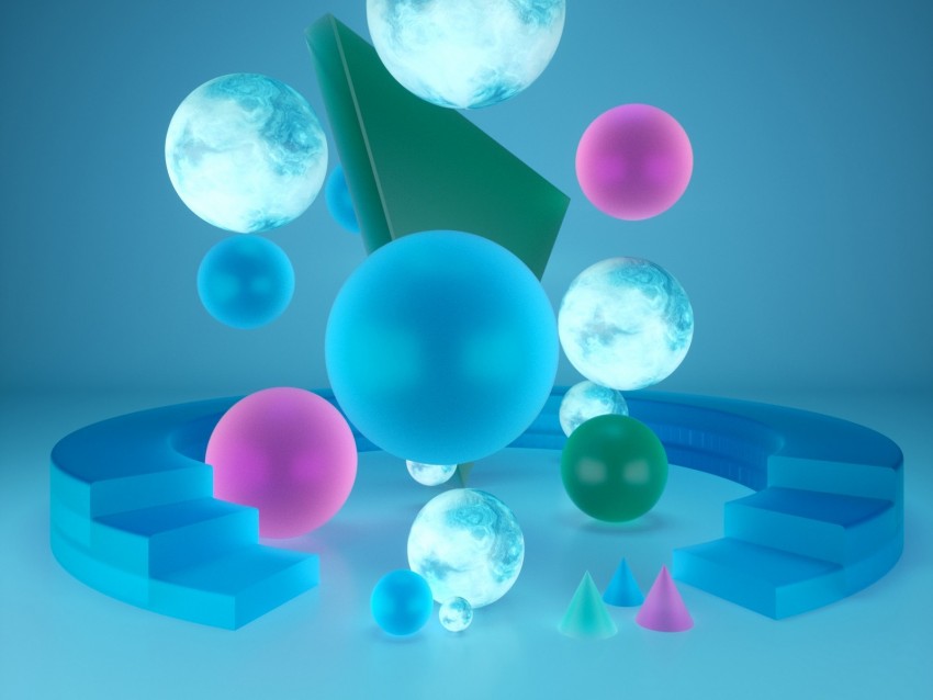 shapes, geometric, 3d, balls, spheres