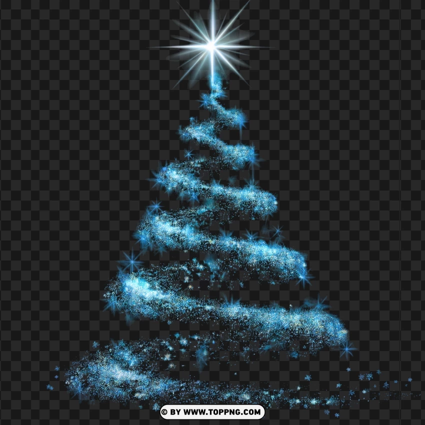 Shimmering Starry Christmas Tree Clipart With Blue Glow PNG Transparent Background