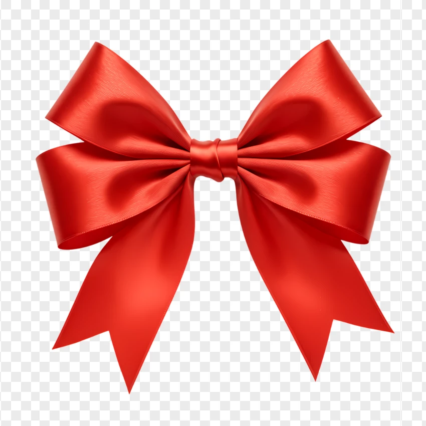 Shiny Red Bow Tie On Clear Surface PNG Transparent Background