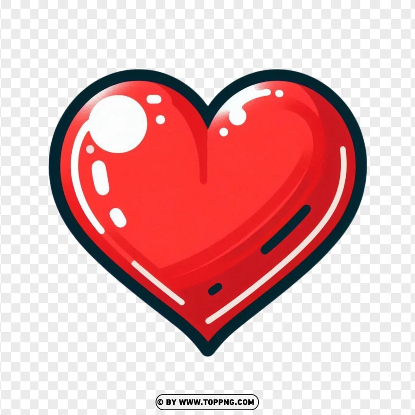 3d Red Heart Icon With Black Line PNG Transparent Background