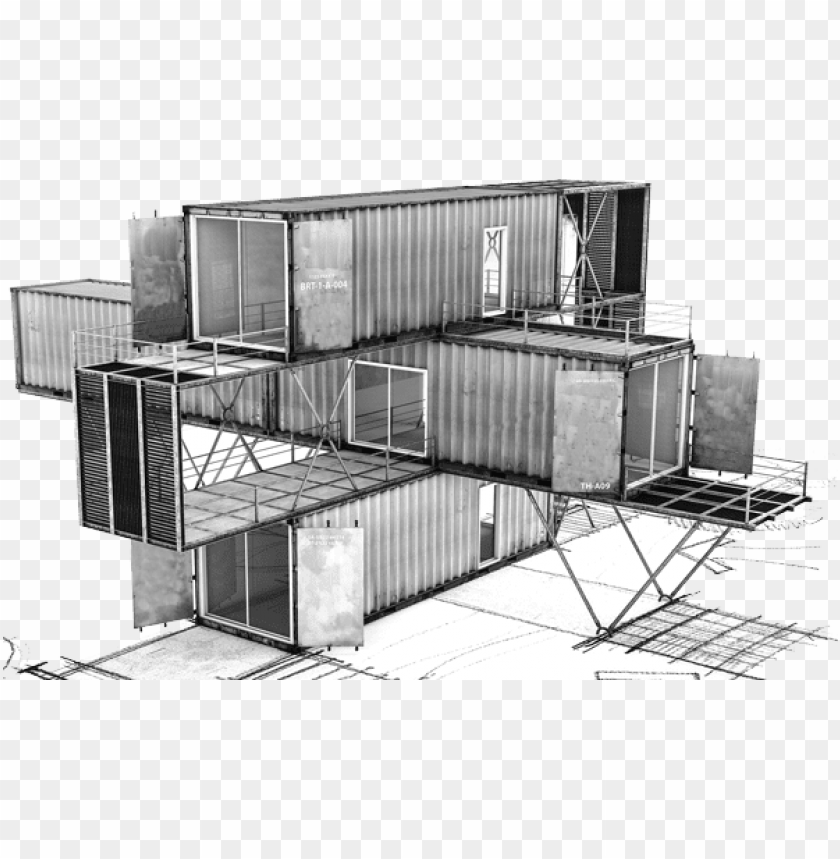 shipping container building, shipping container home, - building hand sketch PNG image with transparent background@toppng.com