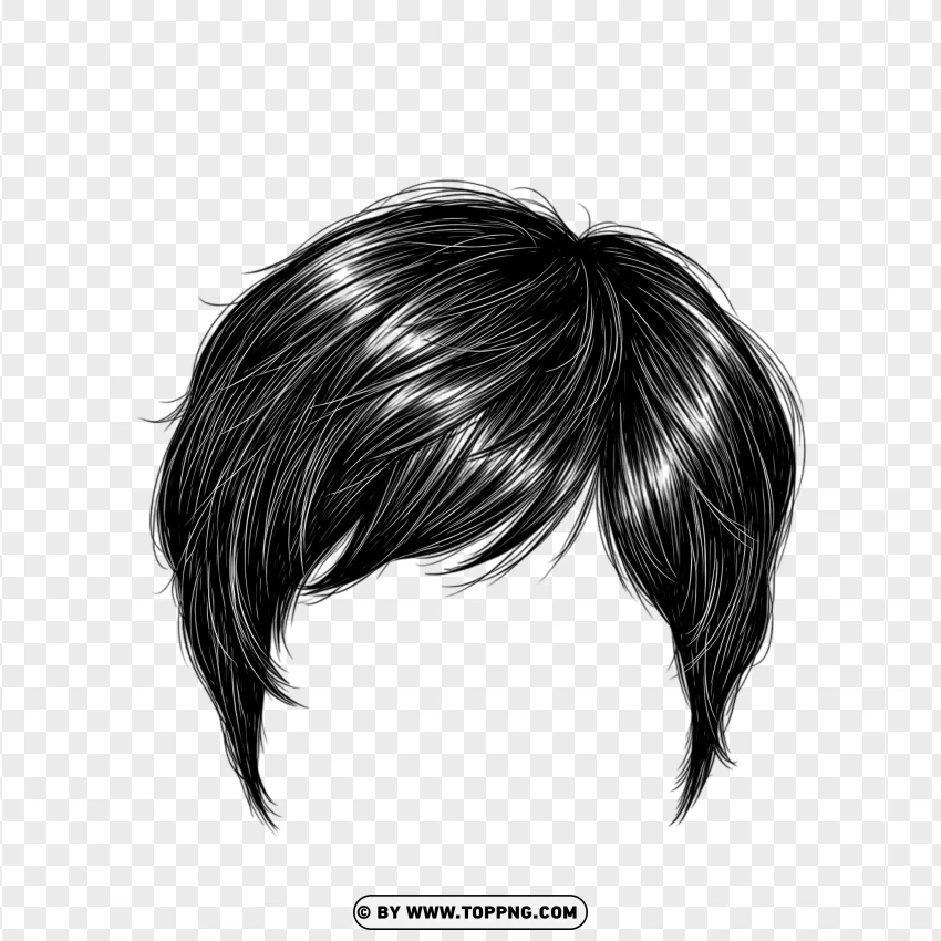 Cartoon-style short black hair – simple flat design