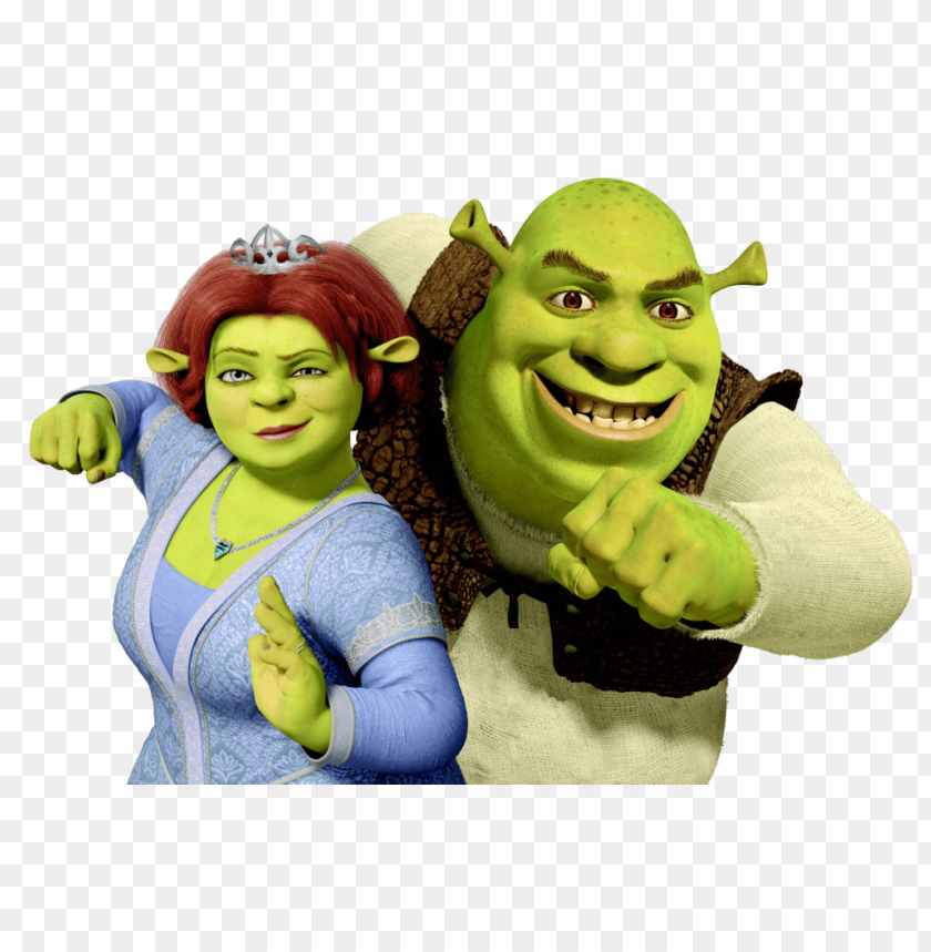 Shrek and Fiona from Shrek animated movie, smiling together