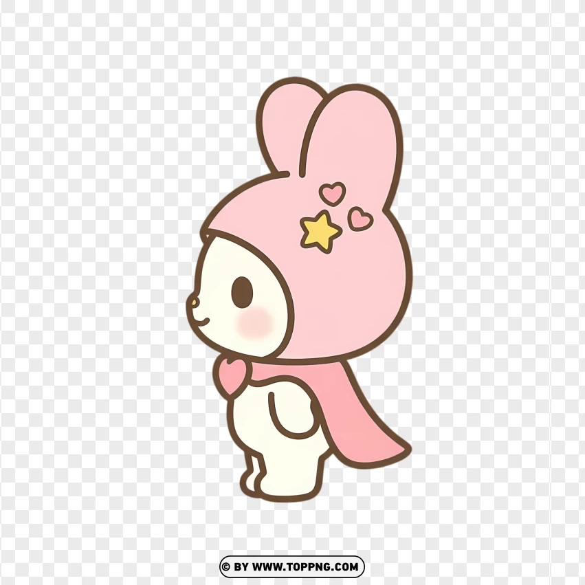 Side-facing bunny character in gentle pastel pose