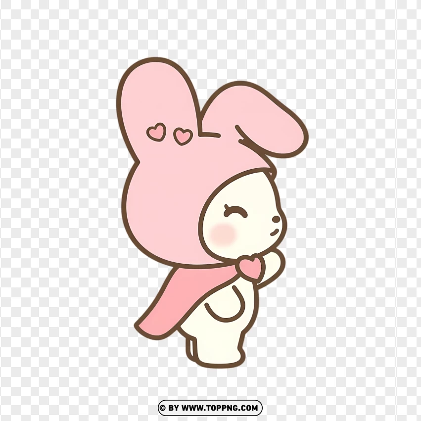 Pastel bunny character facing side in soft kawaii style