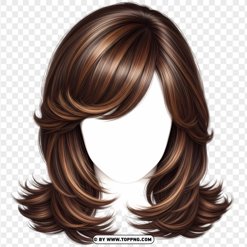 Medium-length brown hair with side-swept bangs