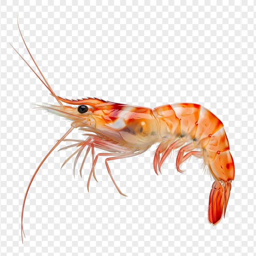 Side View Of Realistic Prawn For Seafood Design PNG Transparent Background