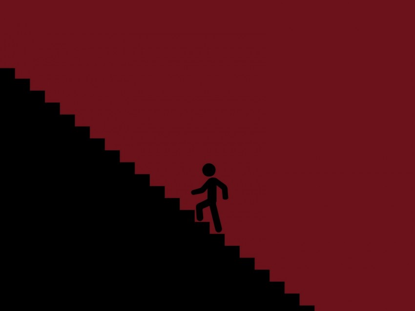 silhouette, ladder, climb, vector, red, black