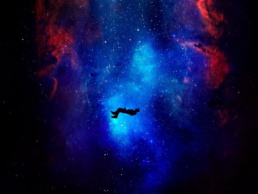 silhouette levitation space galaxy stars 4k wallpaper