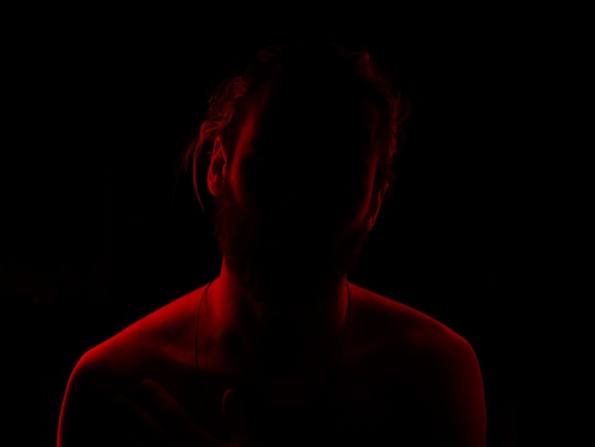 silhouette, man, backlight, red, black, dark
