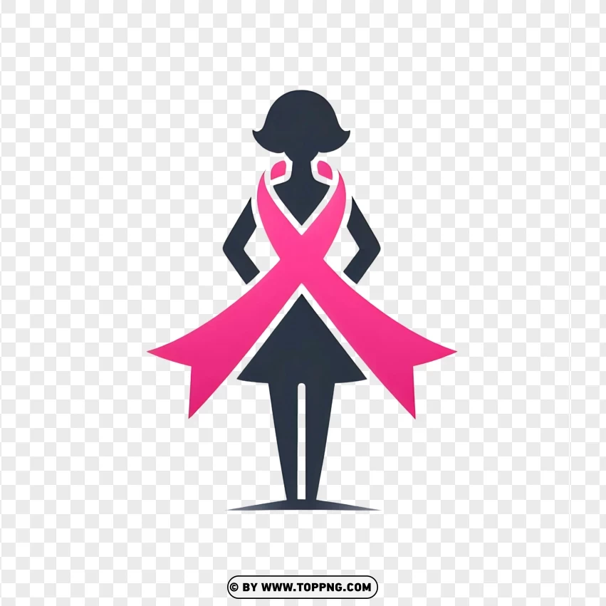 Silhouette Of A Woman Wrapped In A Pink Ribbon PNG Transparent Background