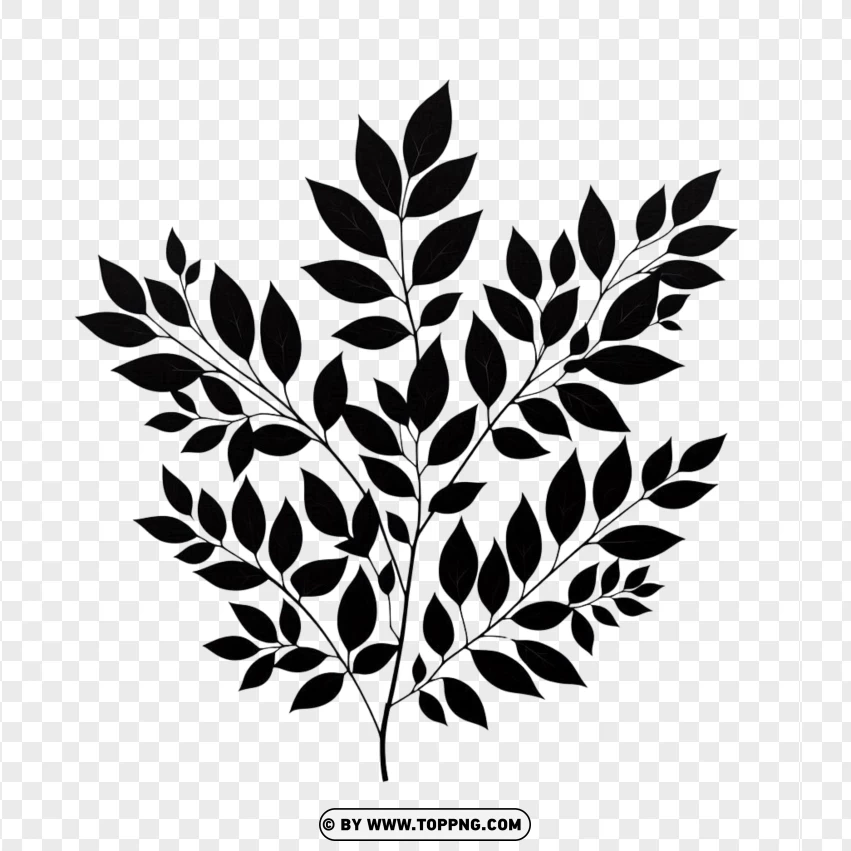 Silhouette Leaves Branch PNG Transparent Background