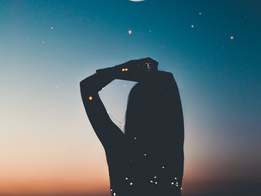 silhouette, starry sky, stars, moon, night png - Free PNG Images | TOPpng