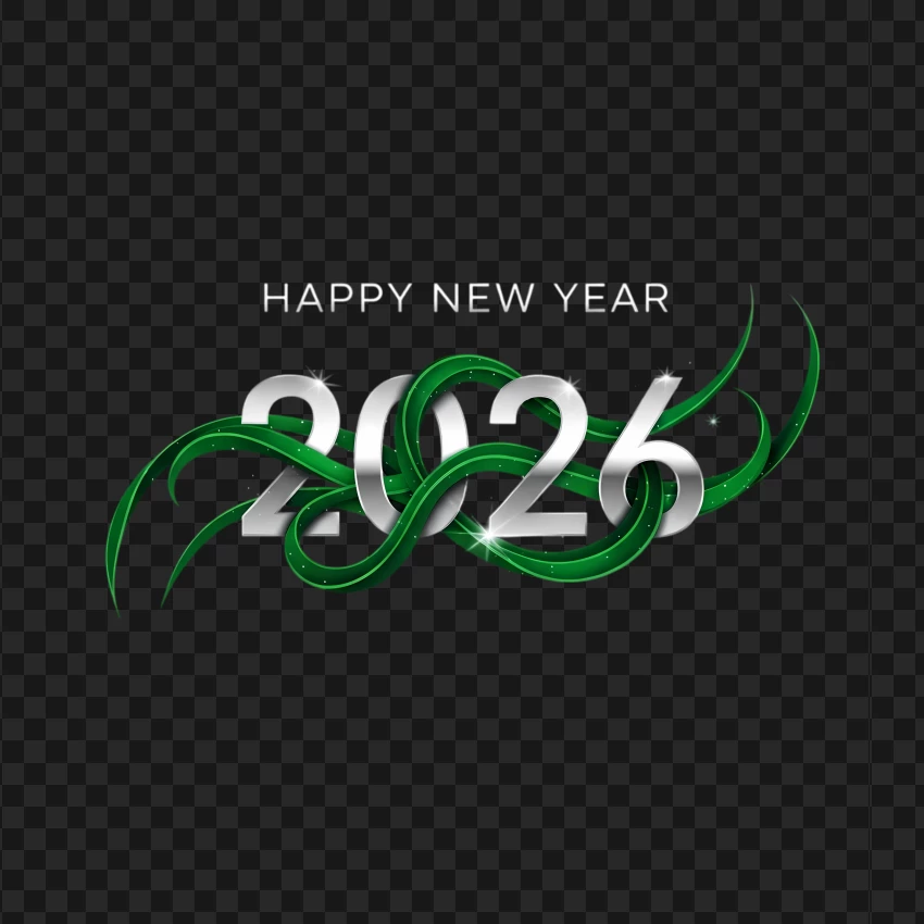 Silver and green 2026 Happy New Year celebration design