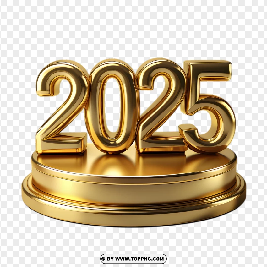 Simple Pedestal Design With Golden 2025 PNG Transparent Background