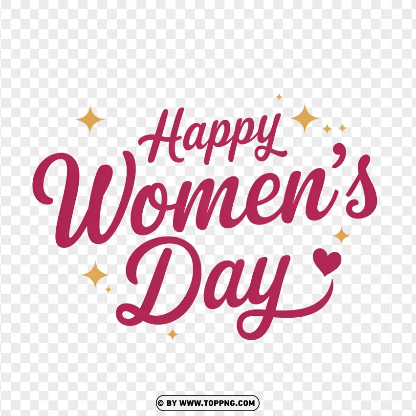 Happy Womens Day Design With Pink Script And Golden Sparkles PNG Transparent Background