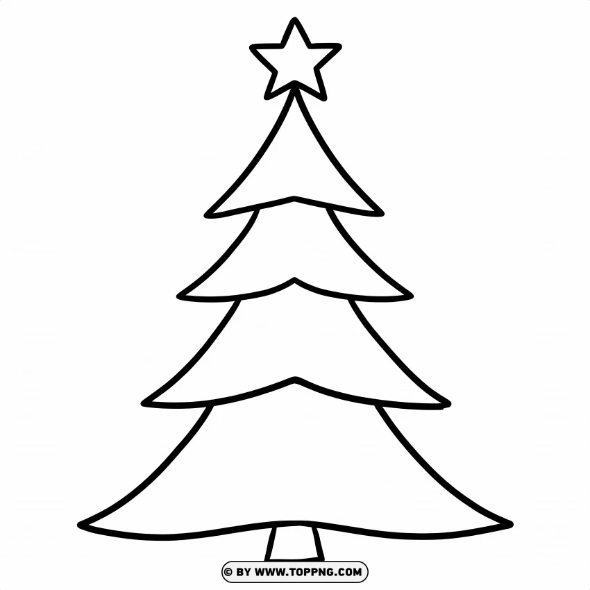 Simple Christmas Tree Cartoon Drawing Outline PNG Transparent Background