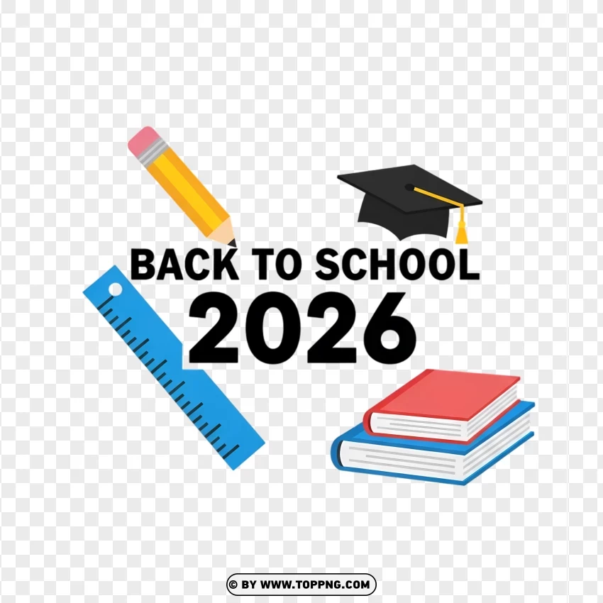 Simple Flat Back To School 2026 Icon Design PNG Transparent Background