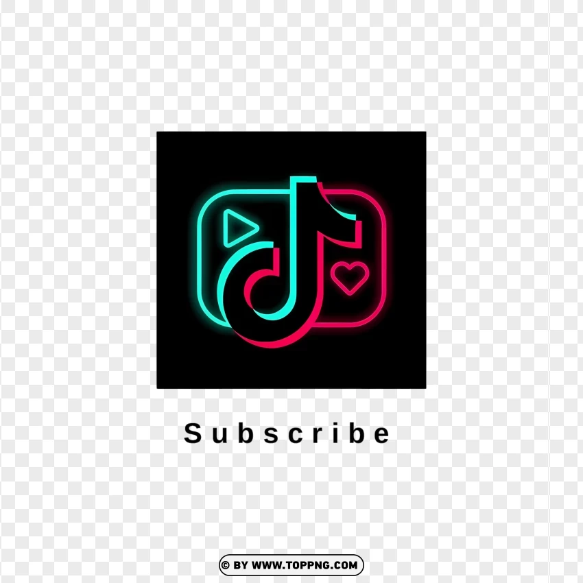Simple Tiktok Subscribe Logo On White PNG Transparent Background