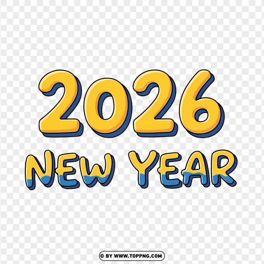 Simpsons Inspired 2026 Yellow Style Typography PNG Transparent Background