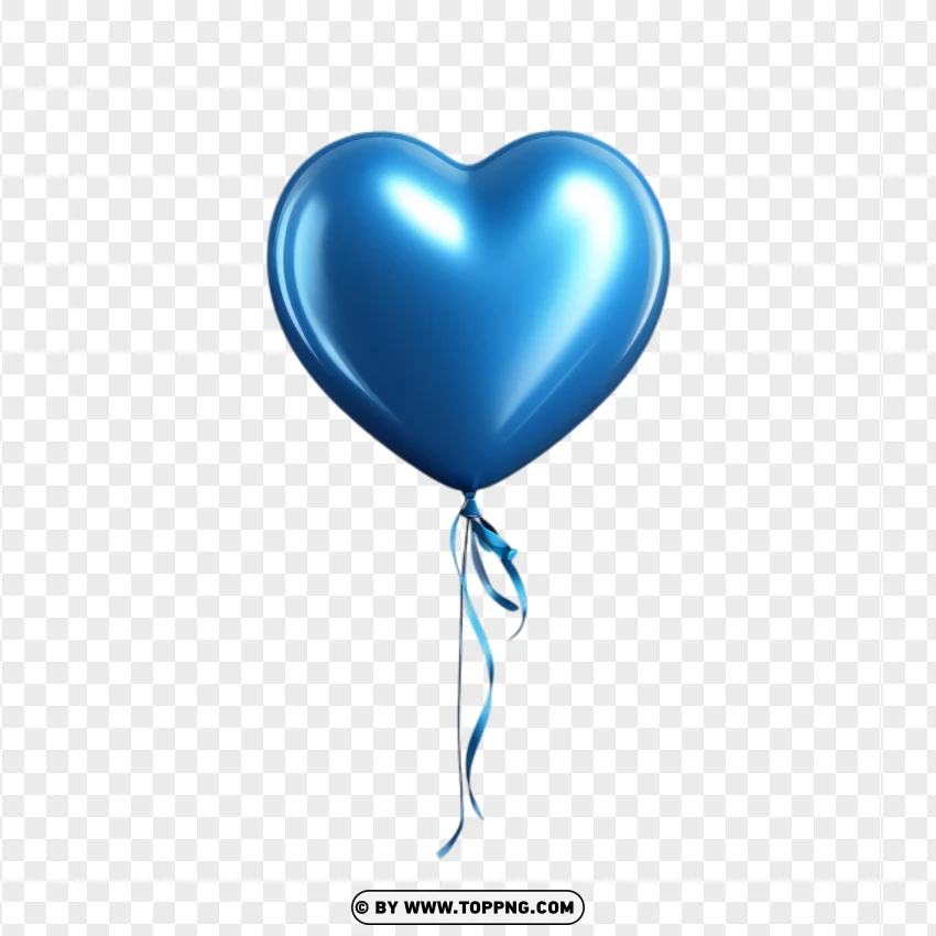 Single Blue Heart Balloon For Romantic Celebrations PNG Transparent Background