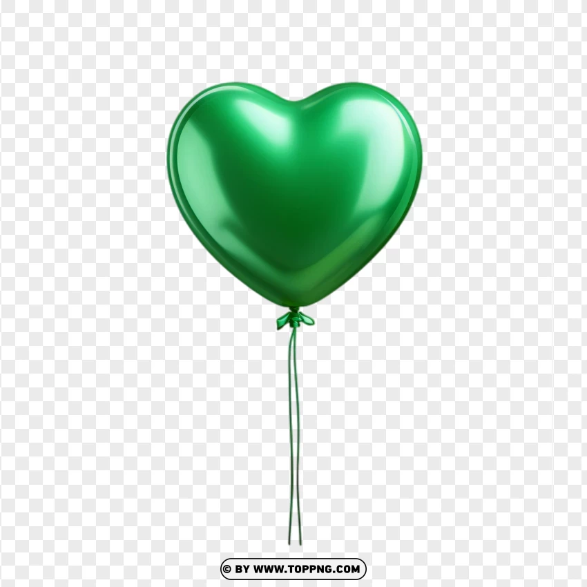 Single Green Heart Love Balloon PNG Transparent Background