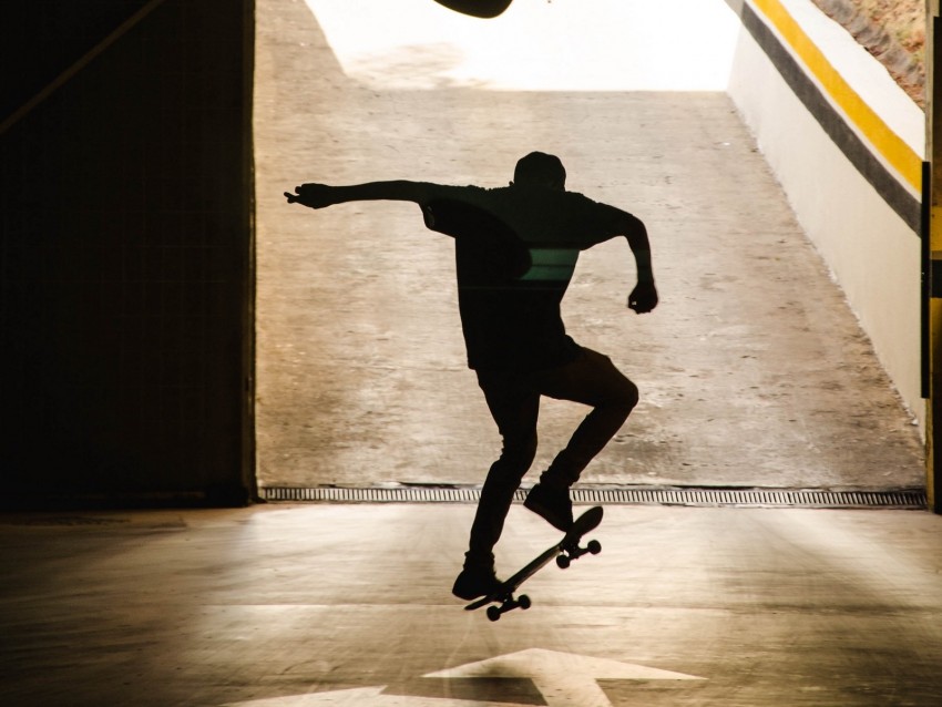 skateboard, skater, silhouette, trick