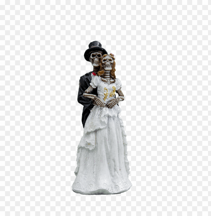 people, skulls and skeletons, skeleton bride and groom holding, 